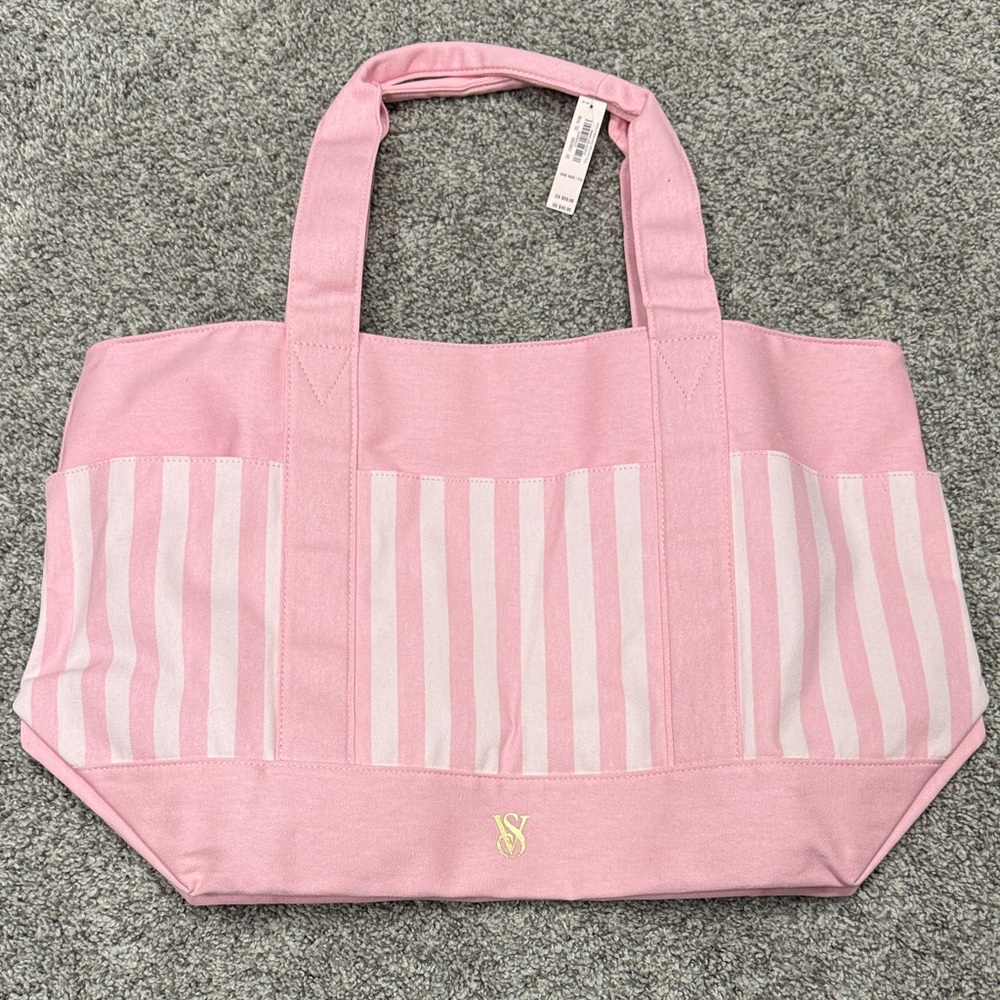 Pink Striped Tote Bag